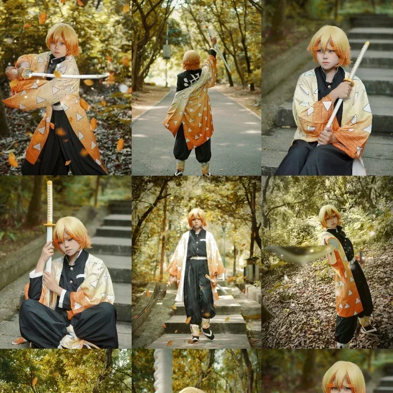 Cosplay Anime Zenitsu - Anime Agatsuma Zenitsu Cosplay Kostuum Kimono