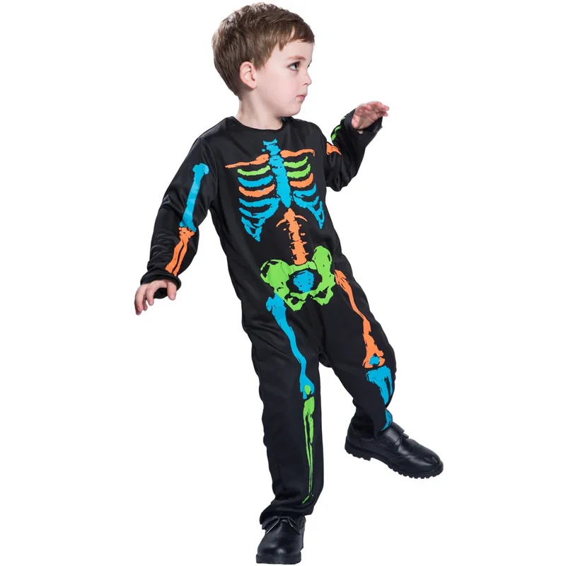 Anime Cosplay Toddler - 2026 Halloween Rainbow Skeleton Girl Dress