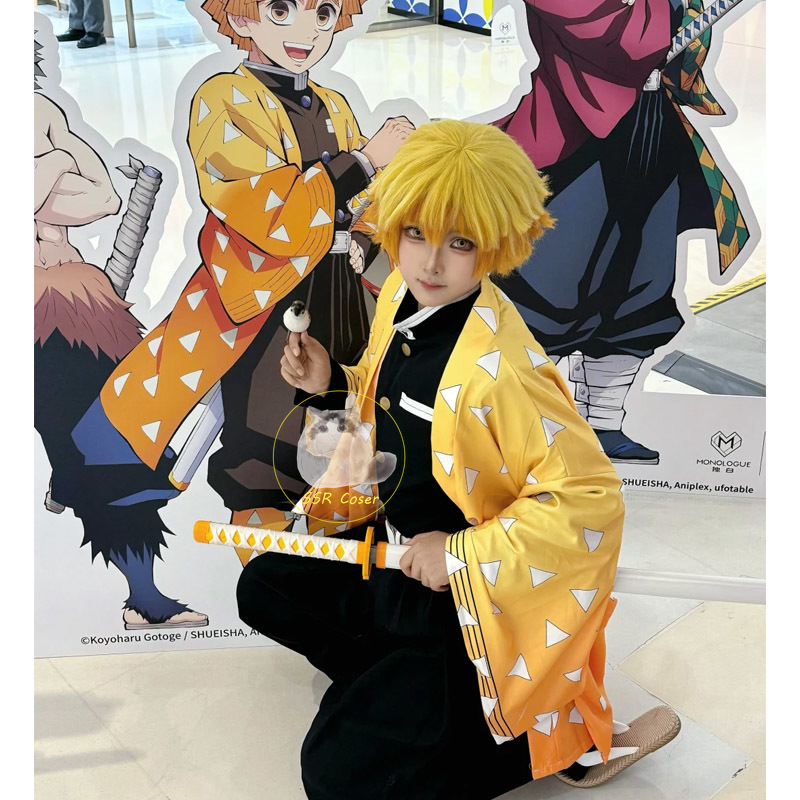 Agatsuma Zenitsu Costume Cospl - Cosplay Anime Zenitsu ulasan dan harga